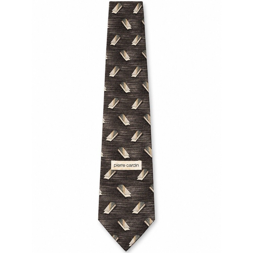 Pierre Cardin Men’s Brown Geometric Necktie Cream Gold Olive Vintage